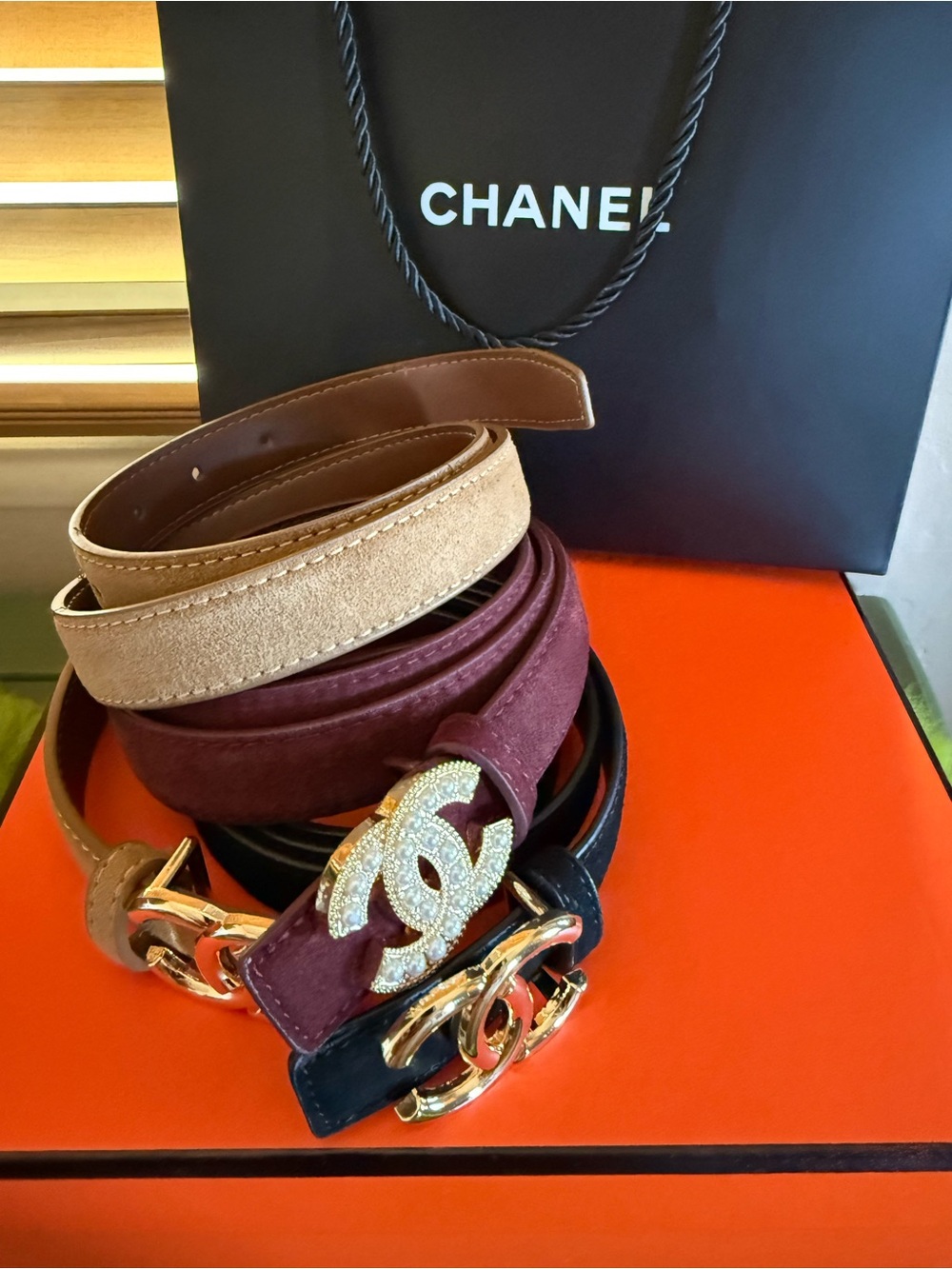 3 Suede Designer CC belts size 95/110